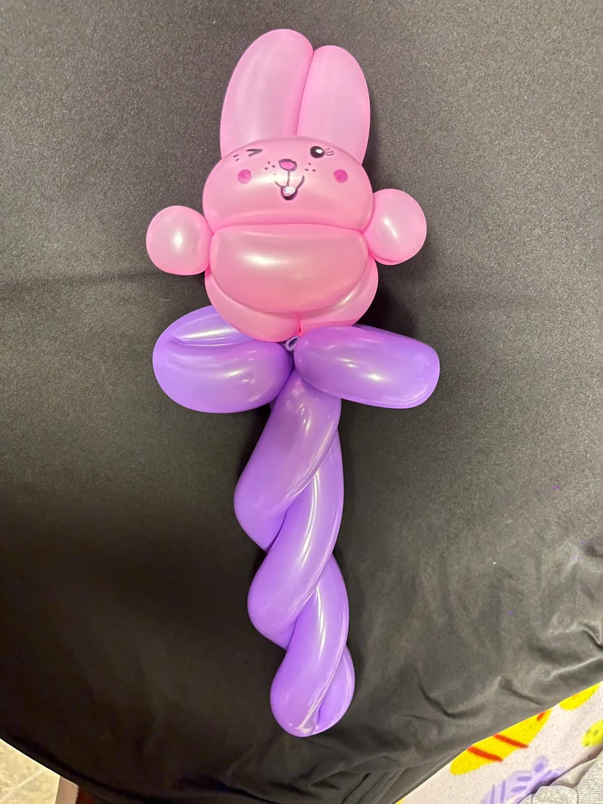Pink and purple bunny balloon wand